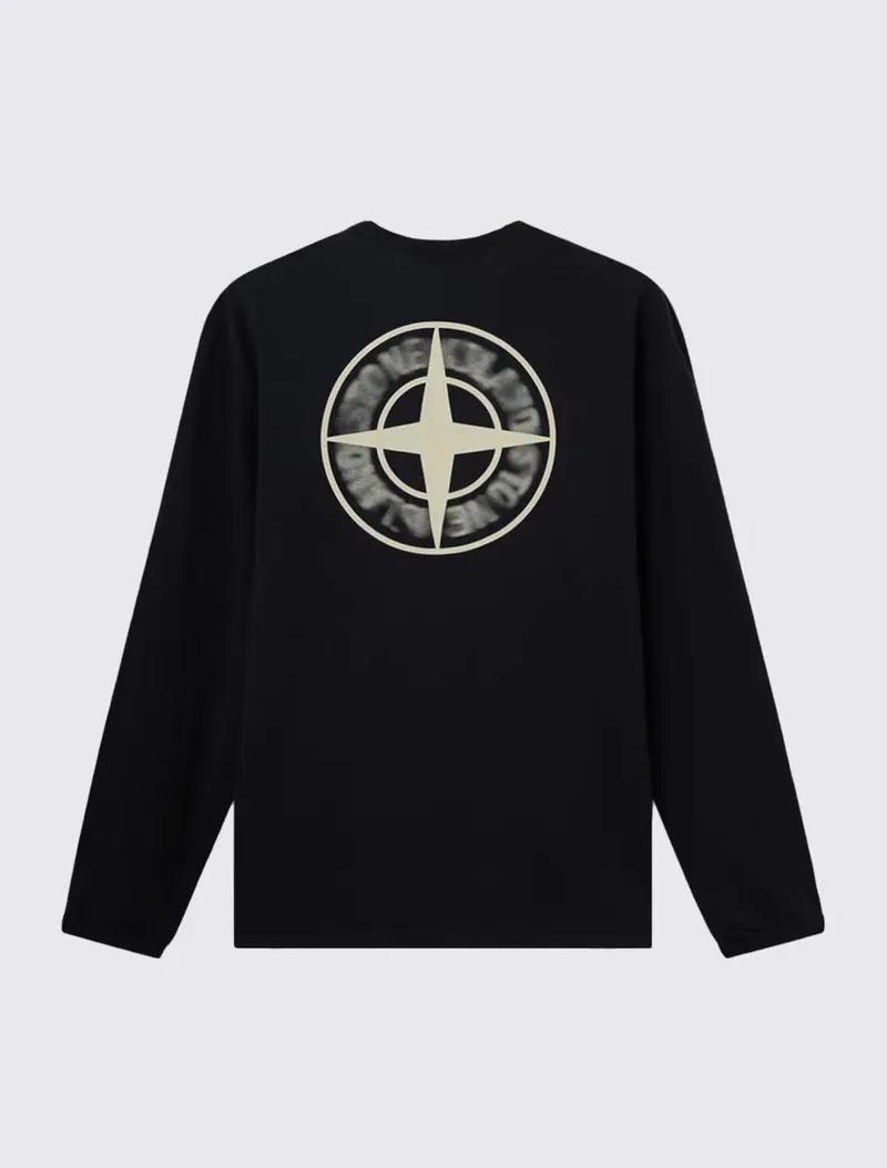 2100029 Long-Sleeve T-Shirt with Blurred Compass Print
