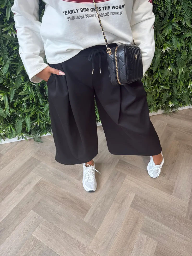 3/4e joggingsbroek uni zwart