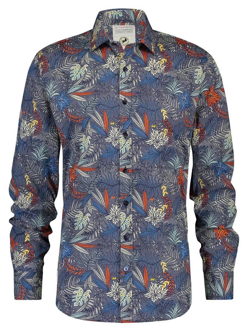 A Fish Named Fred Shirt Check Leaves Blue Multicolour