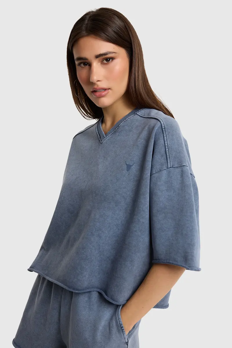 Alix the Label cut seam sweat t-shirt navy