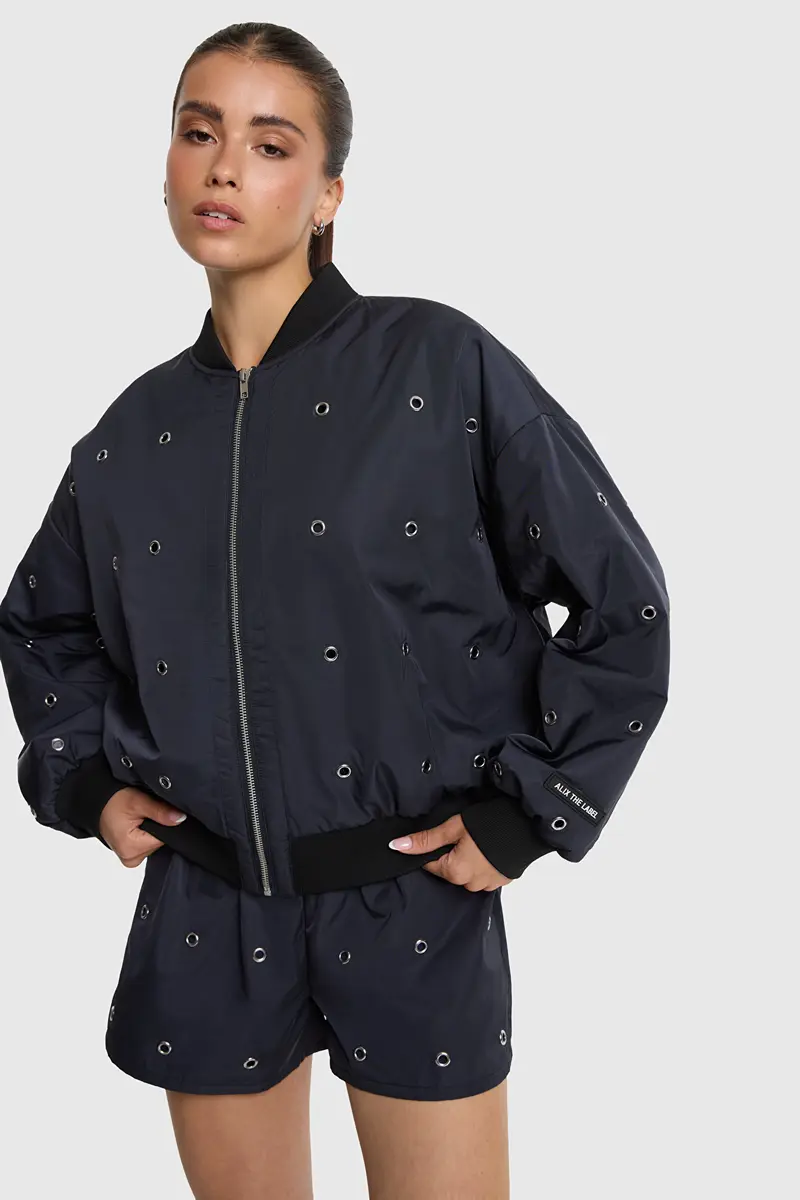 Alix the Label eyelet bomber navy