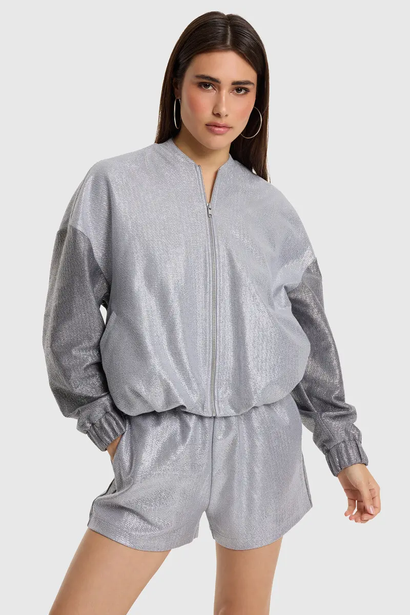 Alix the Label foil balloon bomber light grey