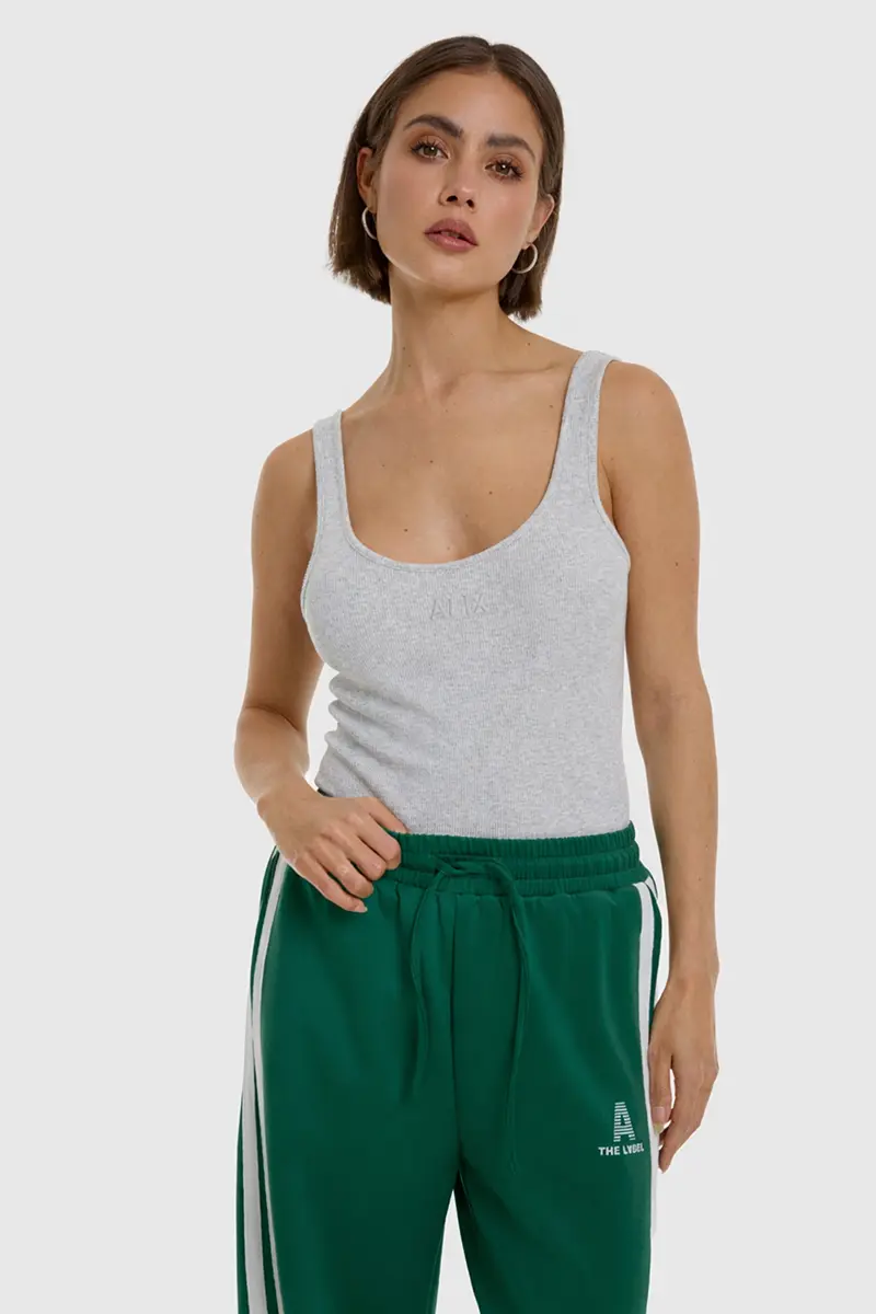 Alix The Label rib tanktop grijs