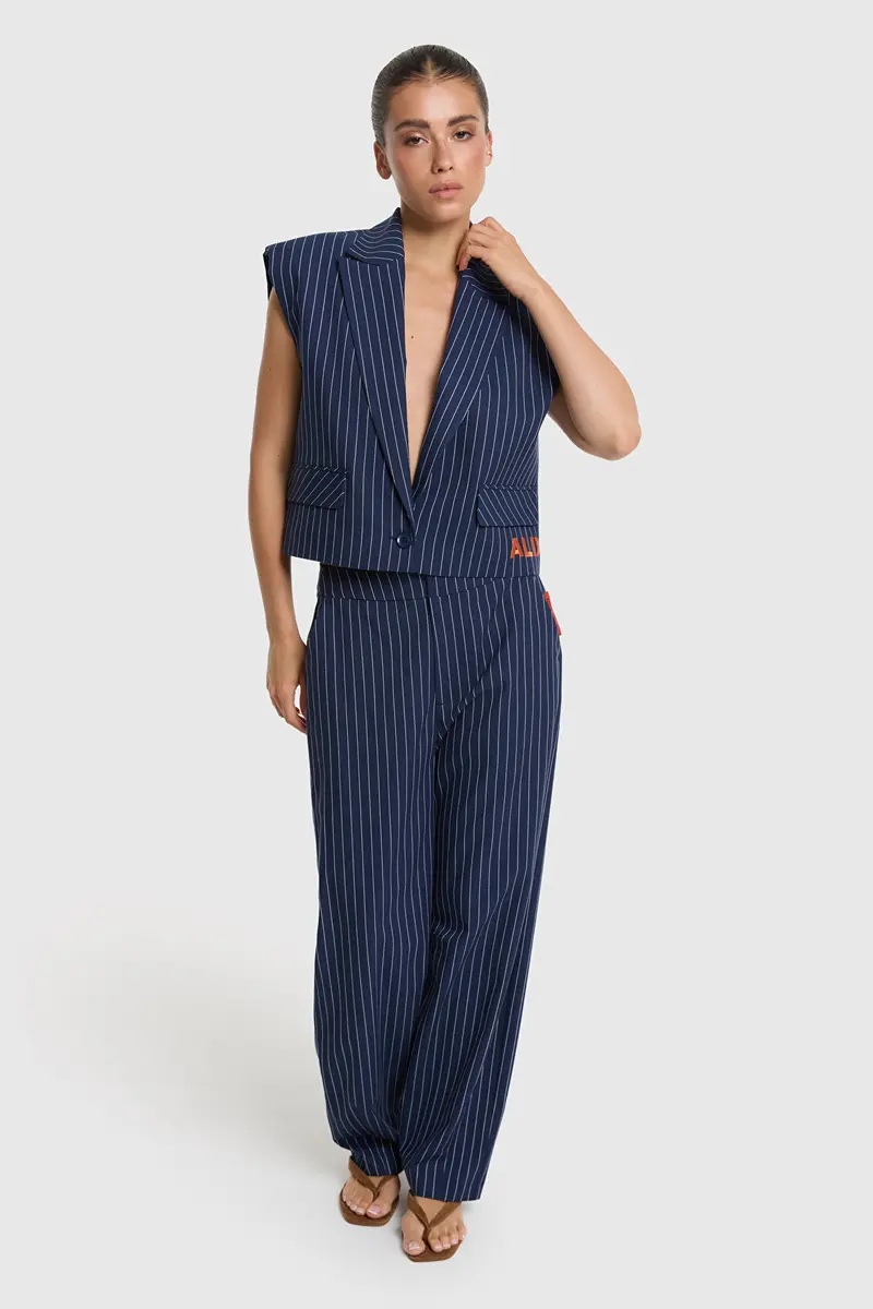 Alix the Label striped barrel pants navy