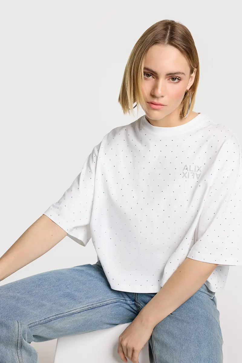 Alix the Label studded t-shirt soft white