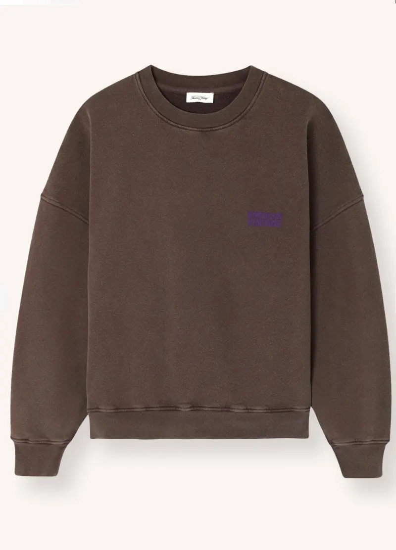 American Vintage sweat ml col round chataignier