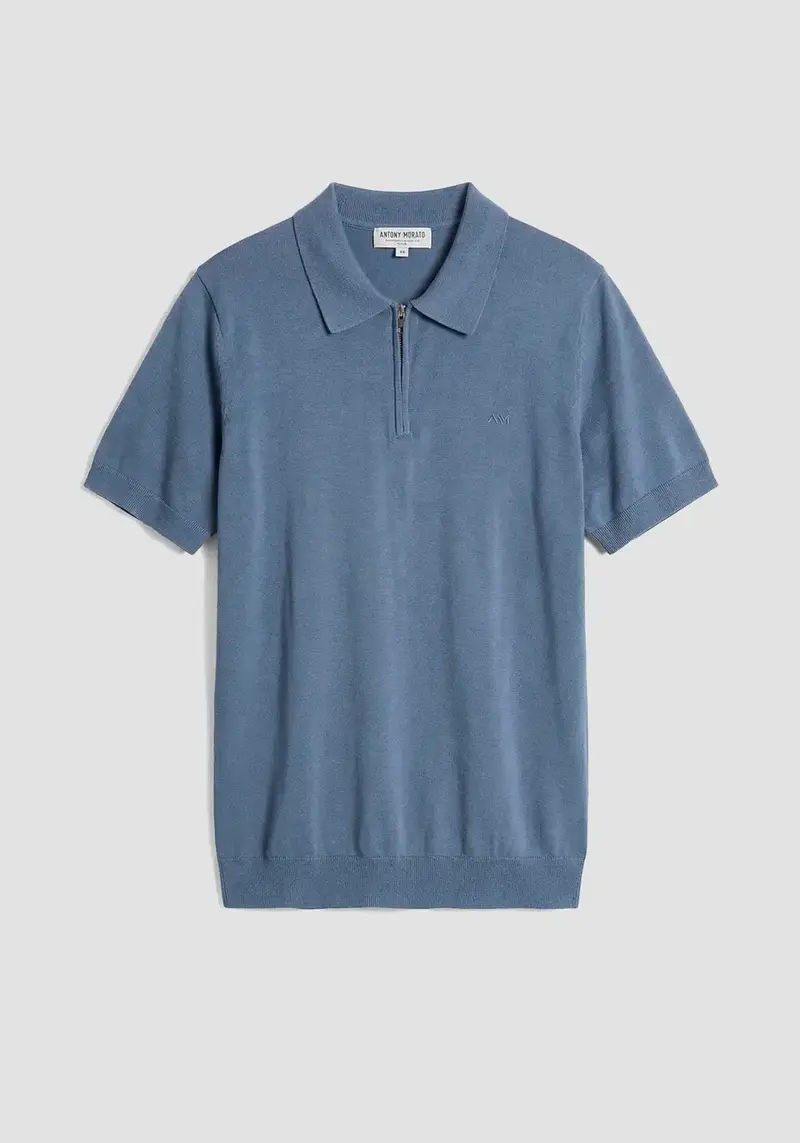 Antony Morato - Polo met rits knit blauw