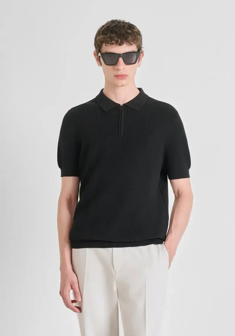 Antony Morato - Polo Zip Knit Black 0071