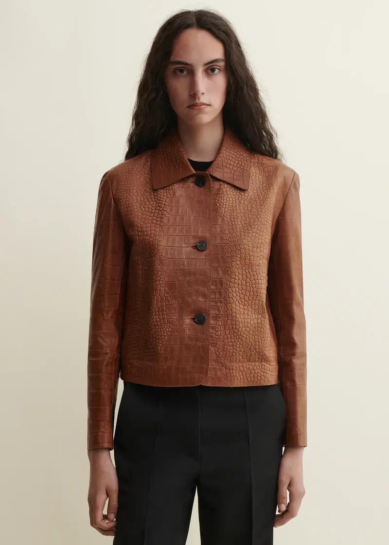 Arma | Emy Lamb Nappa Print Jacket Camel