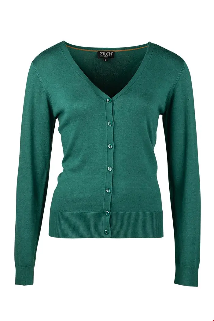 Basic vestje met knoopsluiting | Zilch cardigan v-neck petrol