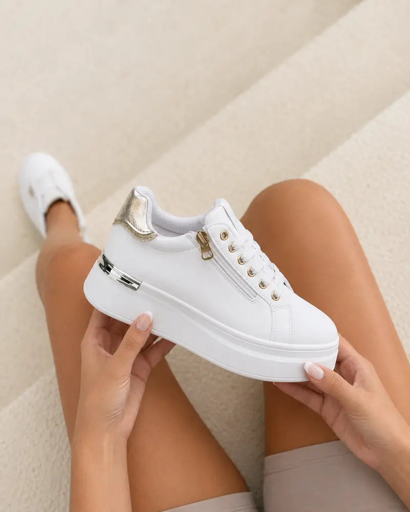 Basic Zip Sneaker - White