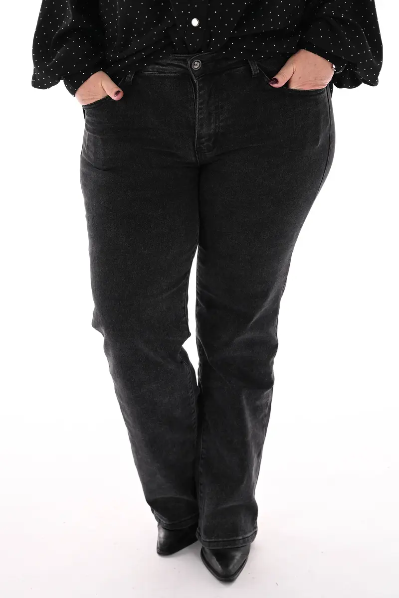 BB.S jeans wide leg gemeleerd zwart
