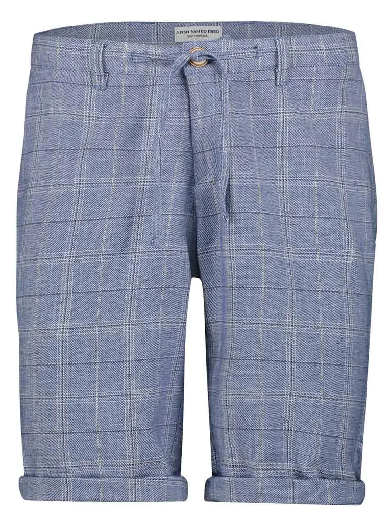Blauw geruite korte broek | A fish named Fred bermuda washed linen light blue