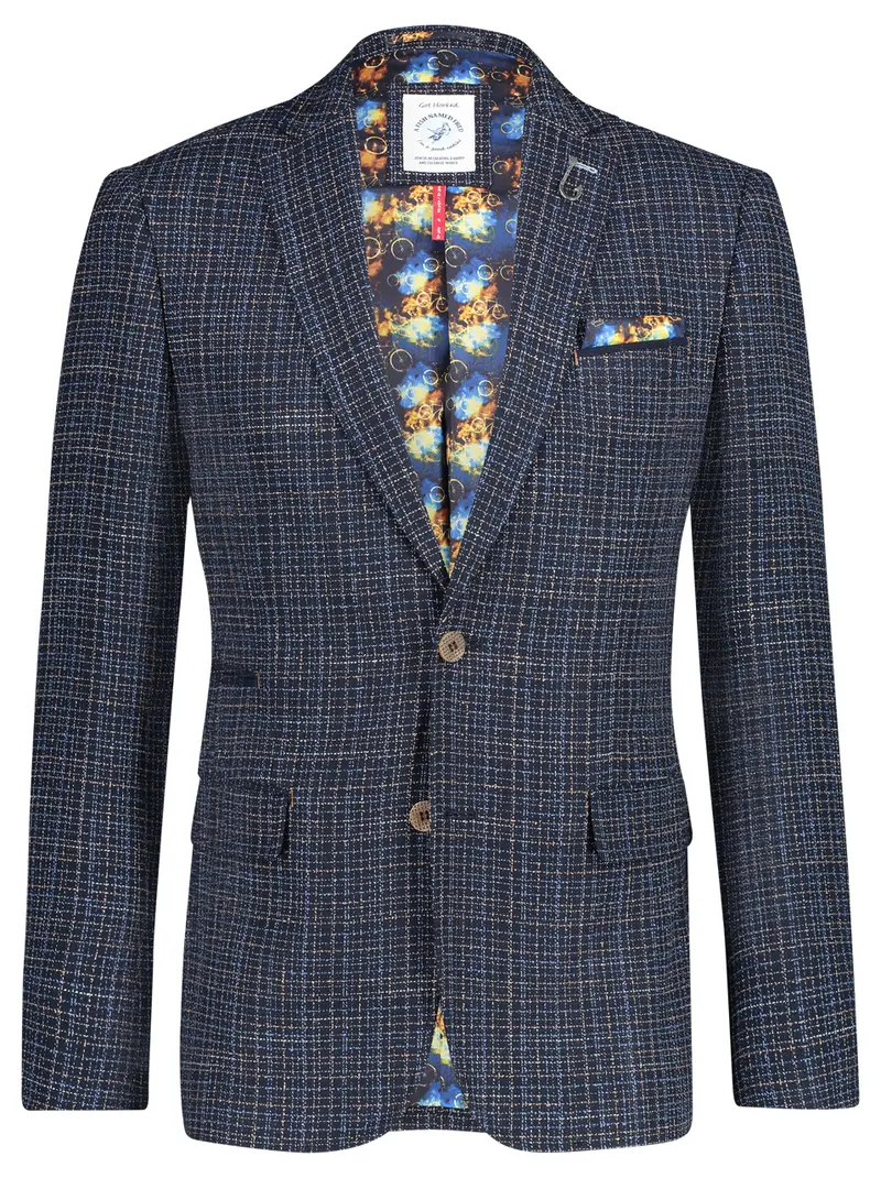 Blauwe geweven blazer | A Fish Named Fred blazer heavy woven blue