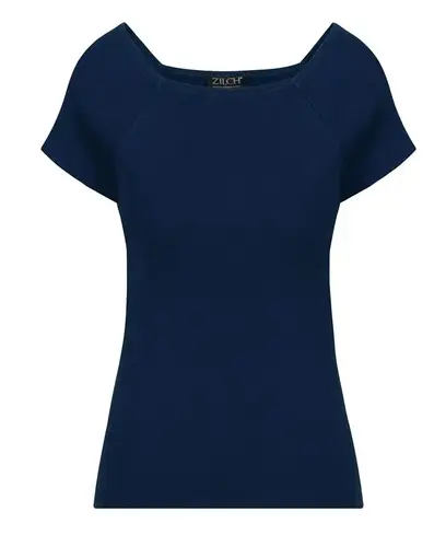 Blauwe top van bamboe | Zilch top short sleeve navy