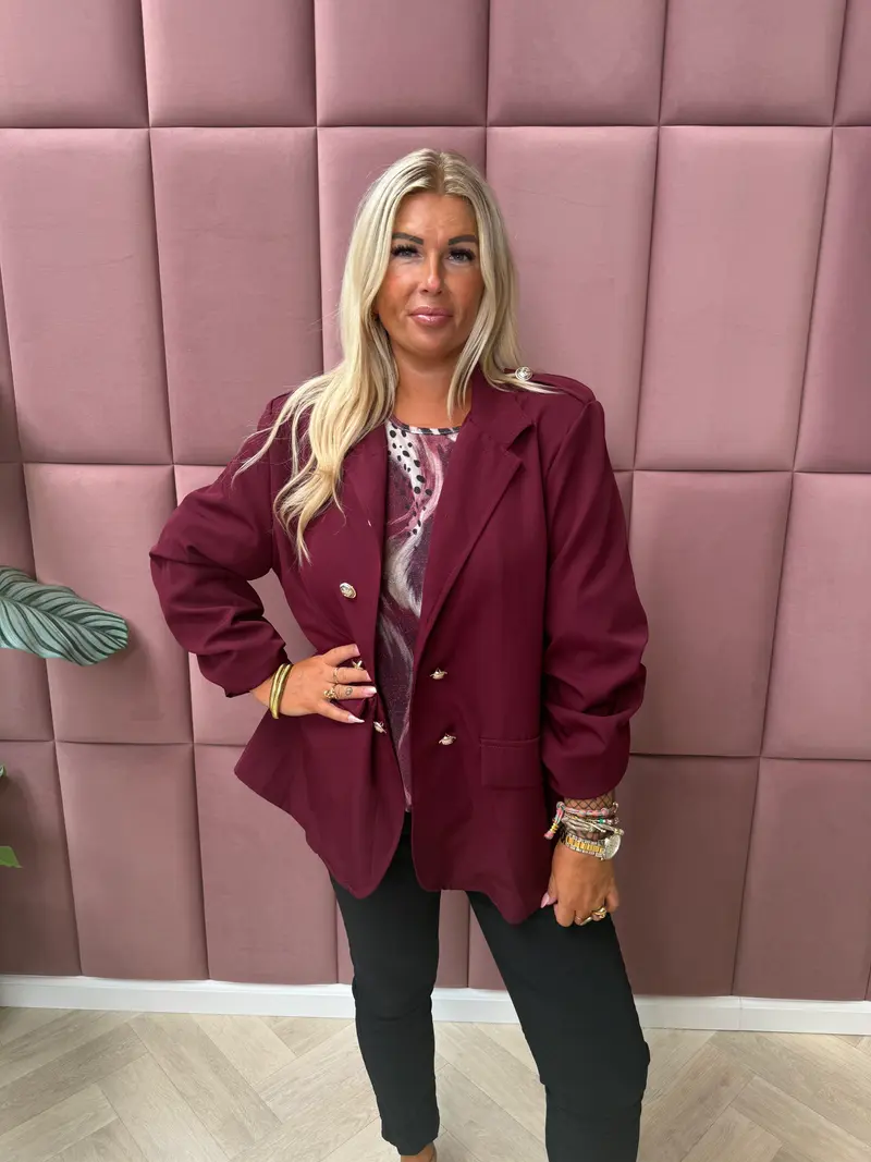 Blazer ophaalmouwen sierknopen bordeaux