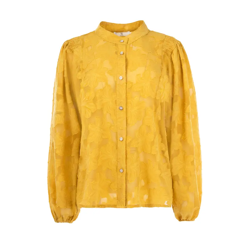 Blouse Calgary LS-RMJ Tone-on-tone Flower Ausbrenner | Gold Flake