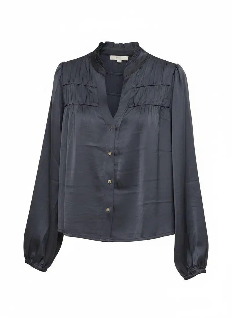 Blouse cess shiny satin P667-02 Navy