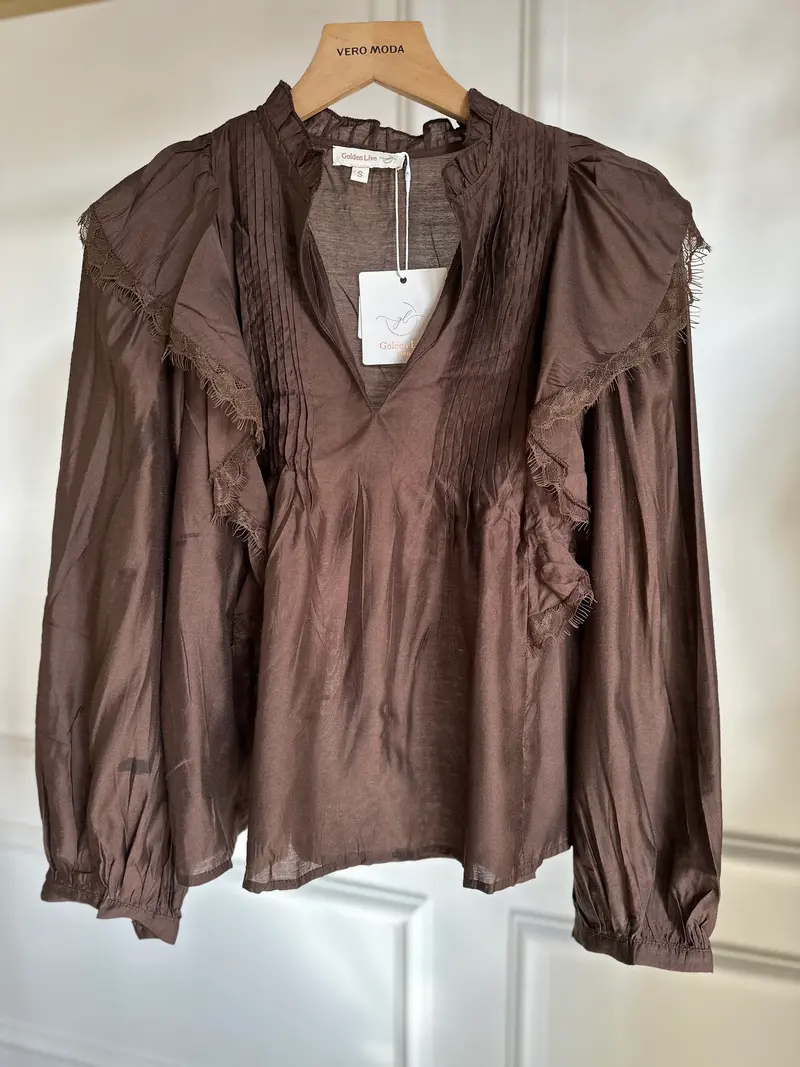 Blouse chiffon FY-9296 Brown