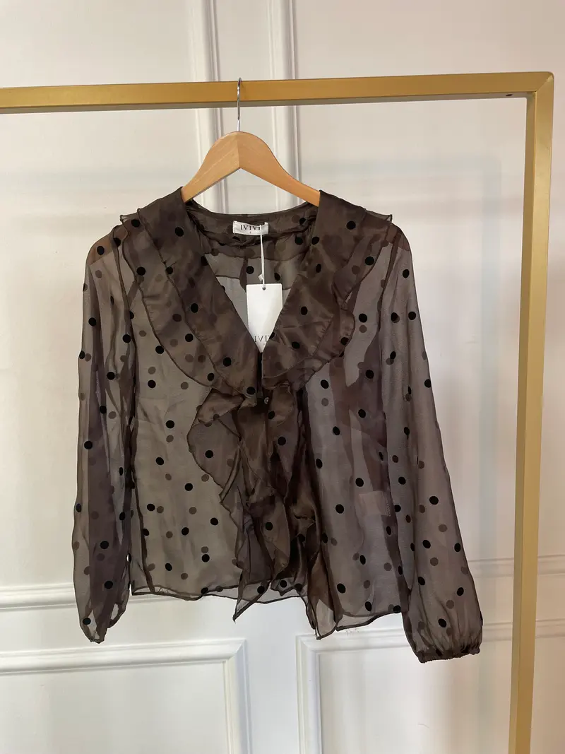 Blouse chiffon stip H4233 Brown