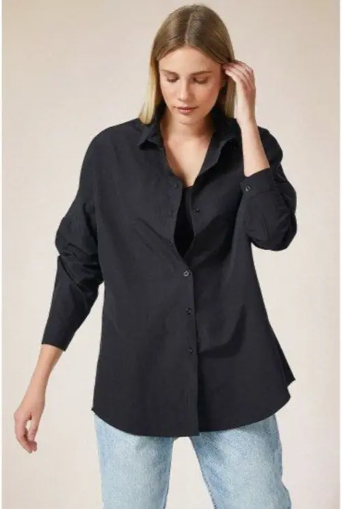 Blouse dames oversize basic | Zwart