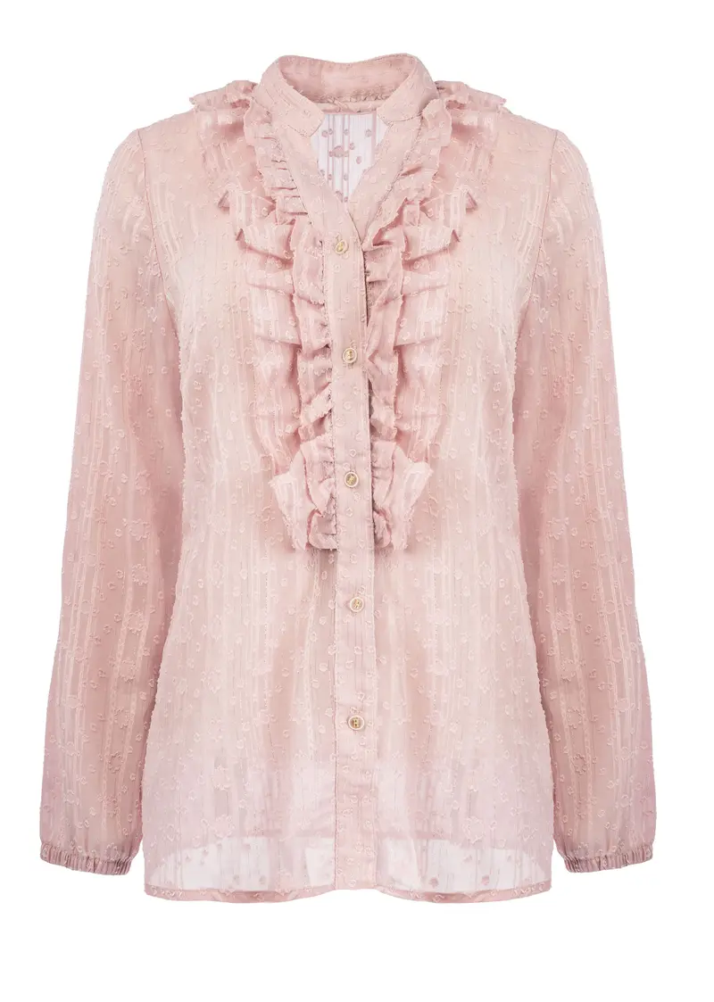 Blouse Donna LS-RMJ Stripe Dot Lurex Chiffon | Bleached Mauve