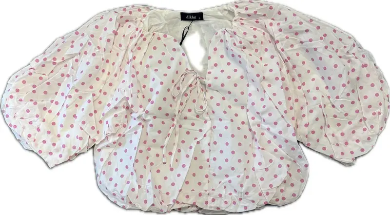 Blouse dot white/pink