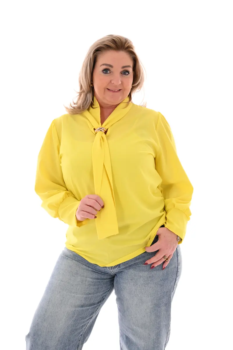 Blouse hals detail geel