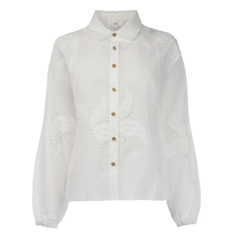 Blouse Joep LS Paisley 3D Embroidery | Creme