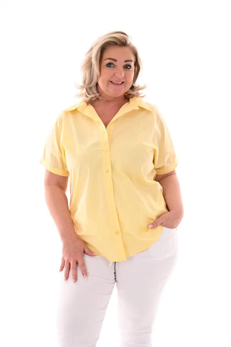 Blouse korte mouwen iconic lichtgeel