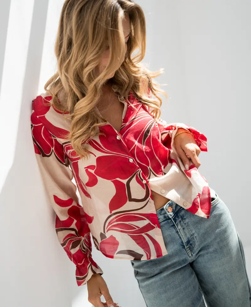 Blouse LA BINOCLE Ruby Red print