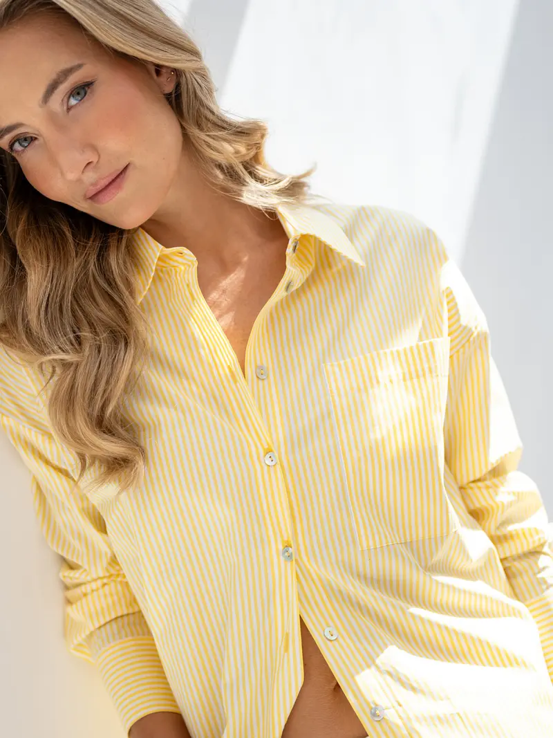 Blouse LA PASCALLE Geel gestreept