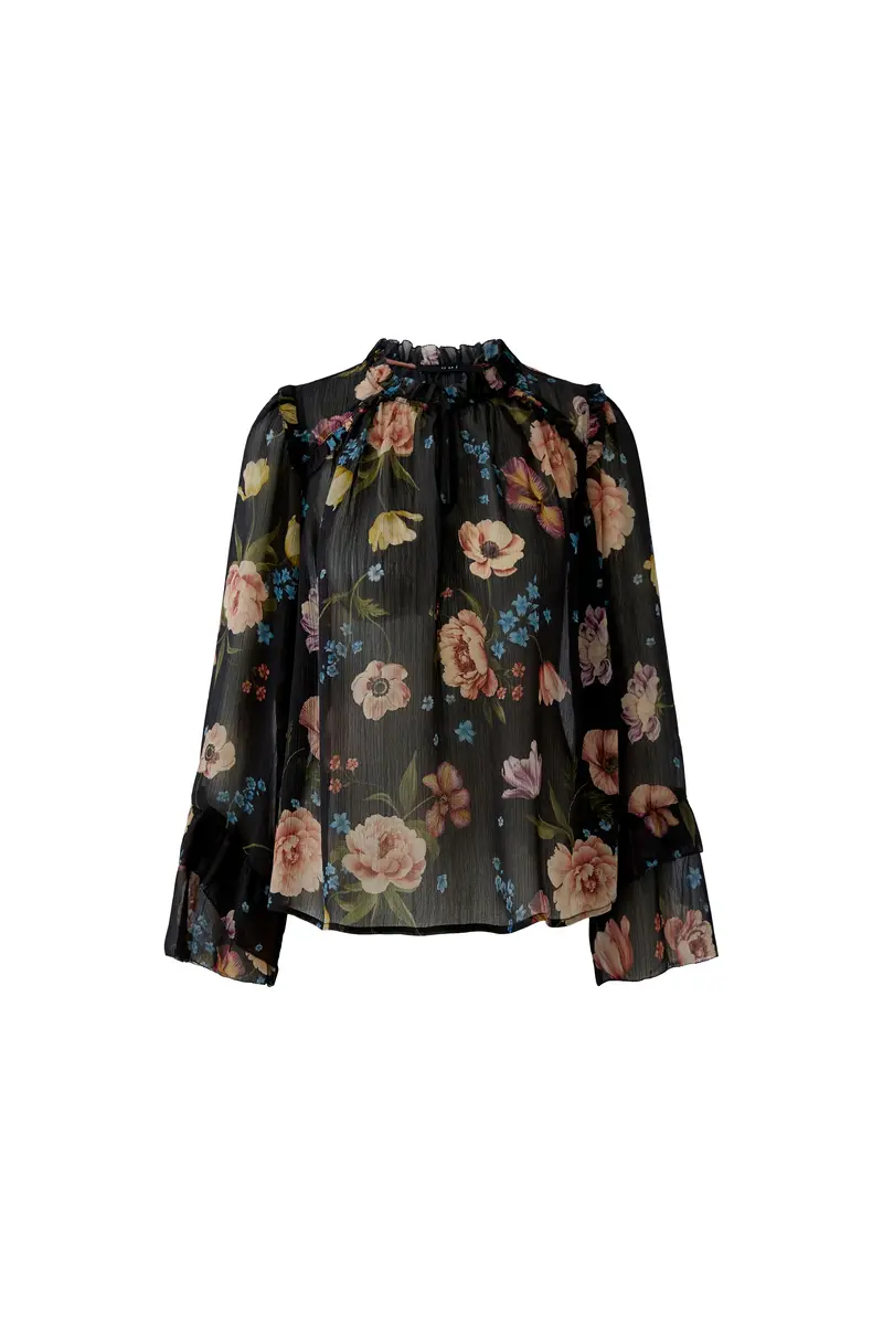 Blouse print 96718 Black red