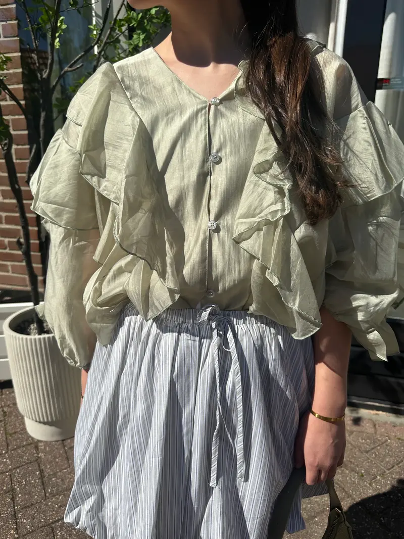 Blouse ruffle 3610 Groen