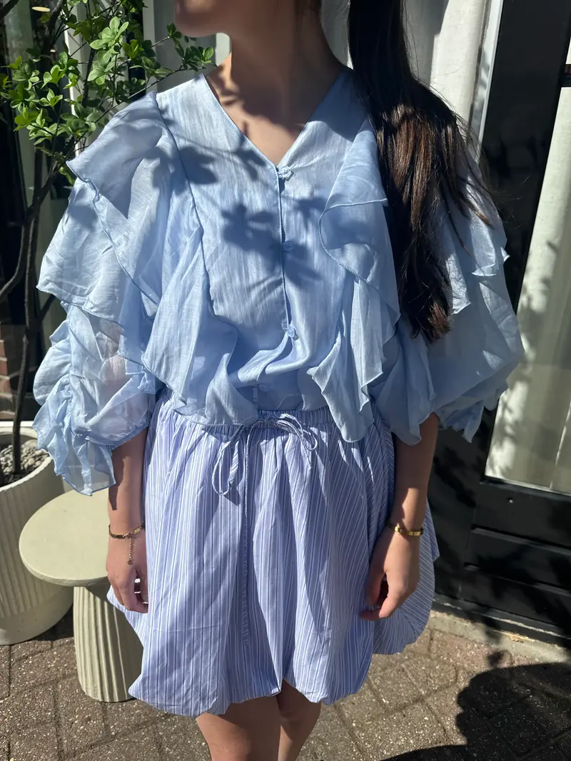 Blouse ruffle 3610 Lichtblauw