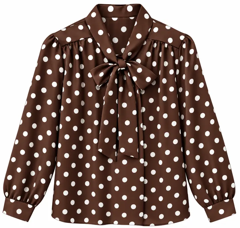 Blouse - Stippen Polkadot Bruin