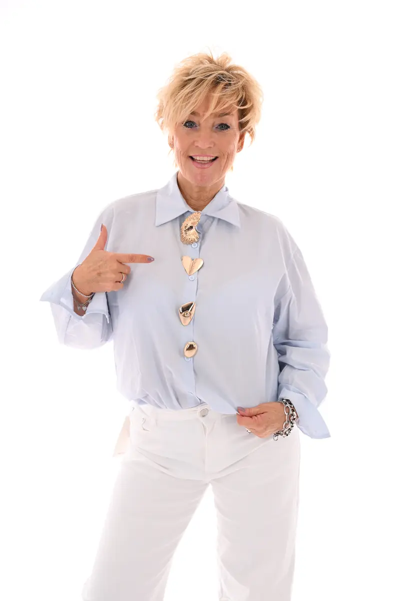 Blouse uni lichtblauw