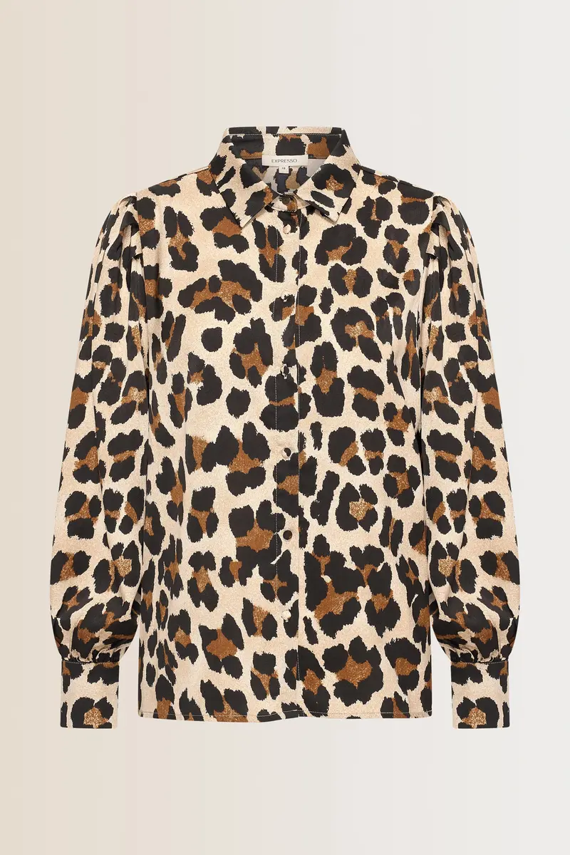 Blouse woven satin print EX14-25790 Coconut