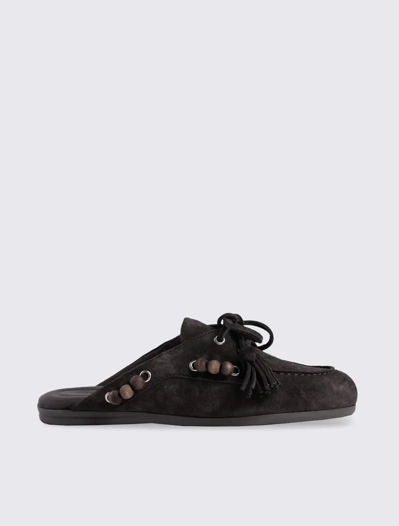Boat Loafer Mule Fur Beads