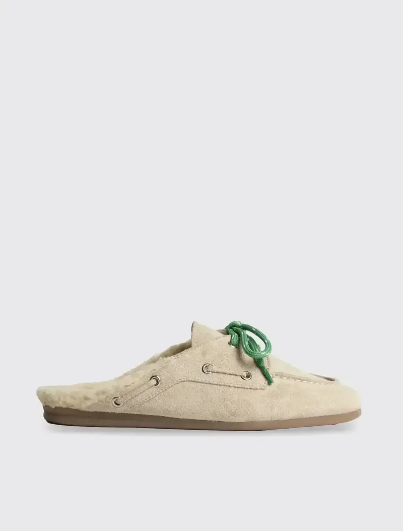 Boat Loafer Mule Fur Suede