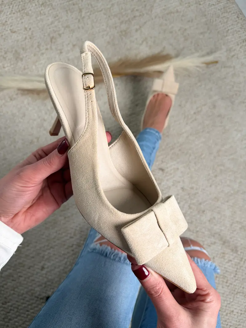 Bow Beige Heels