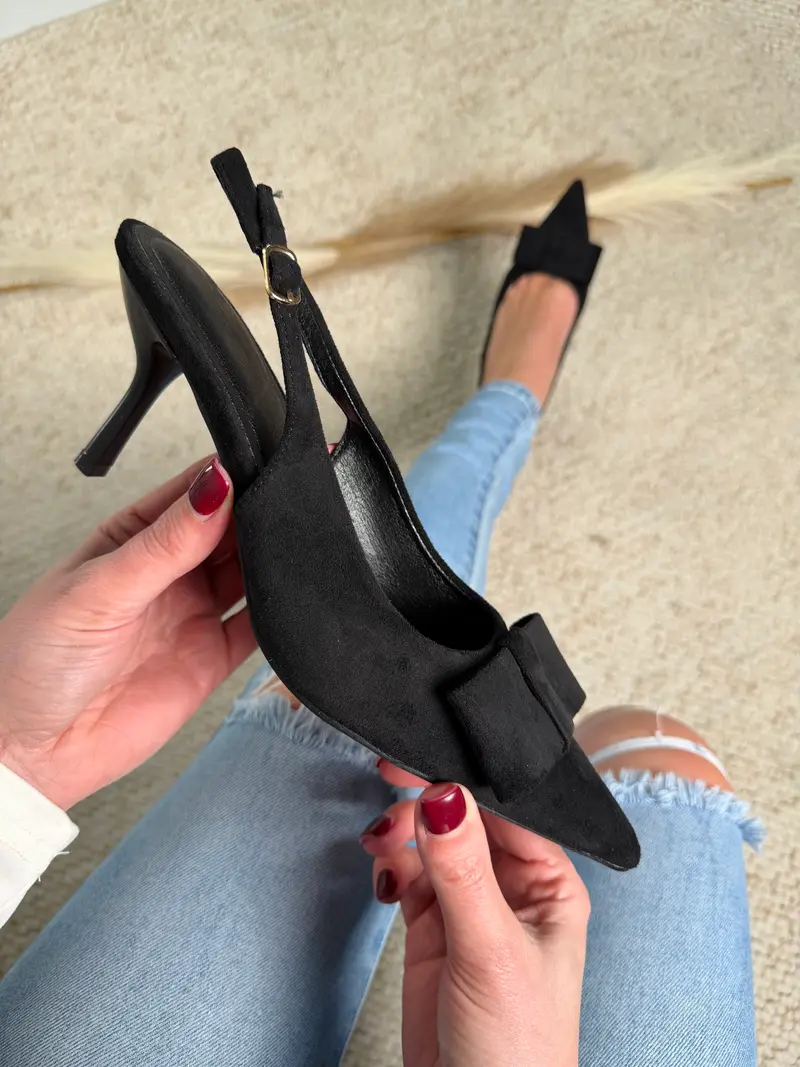Bow Black Heels