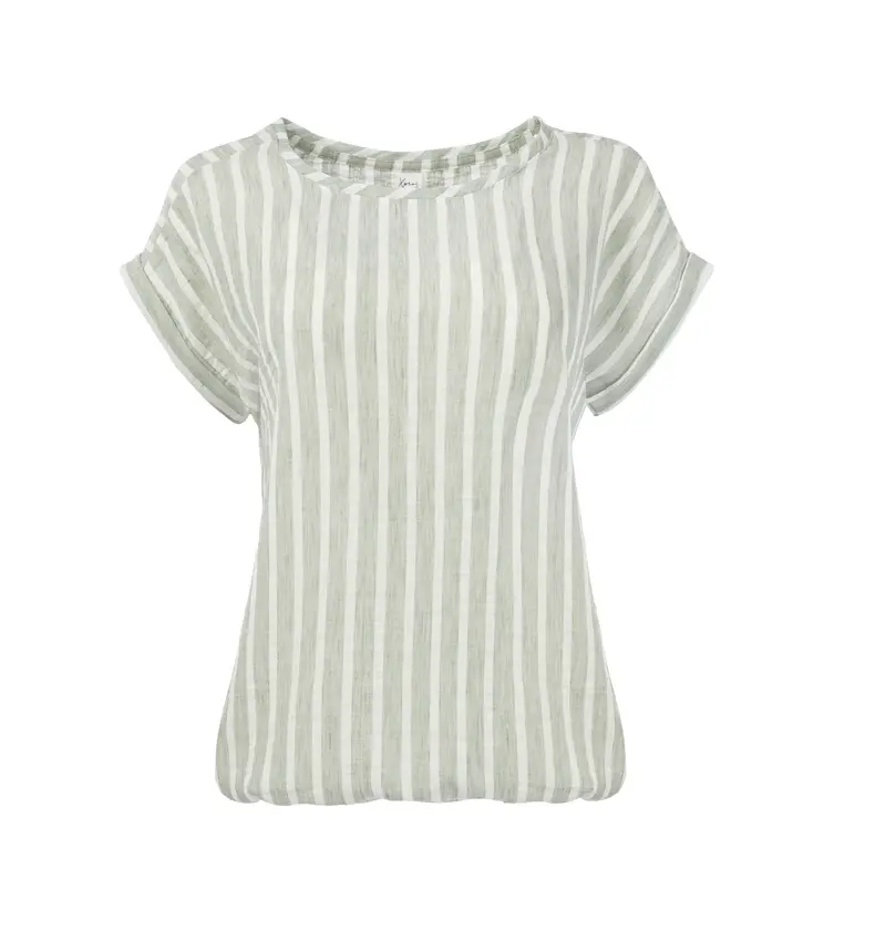 Brisia W Army Linen Look Stripe Woven | Army