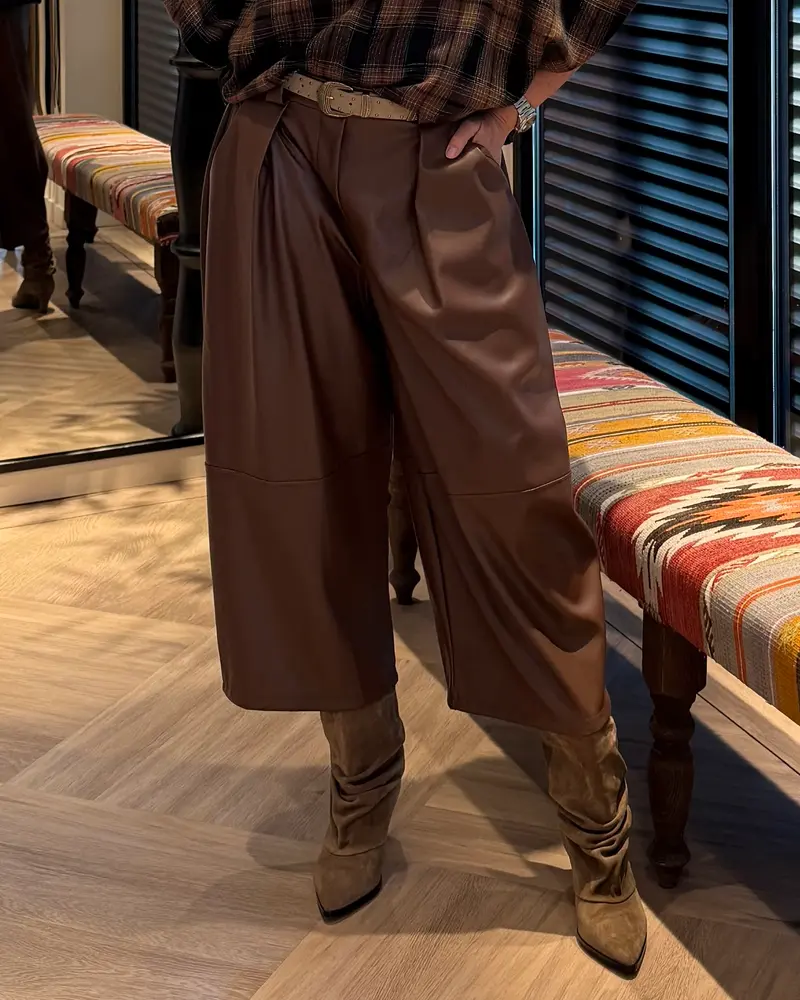Broek Carol Culotte PU Caramel