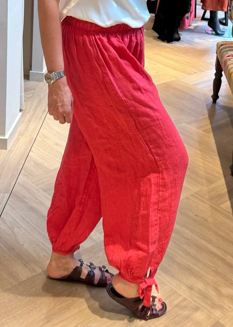 Broek Lea Linnen Balloon Cerise