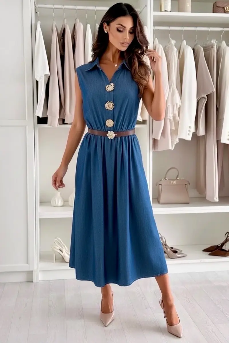 Button Gold Dress