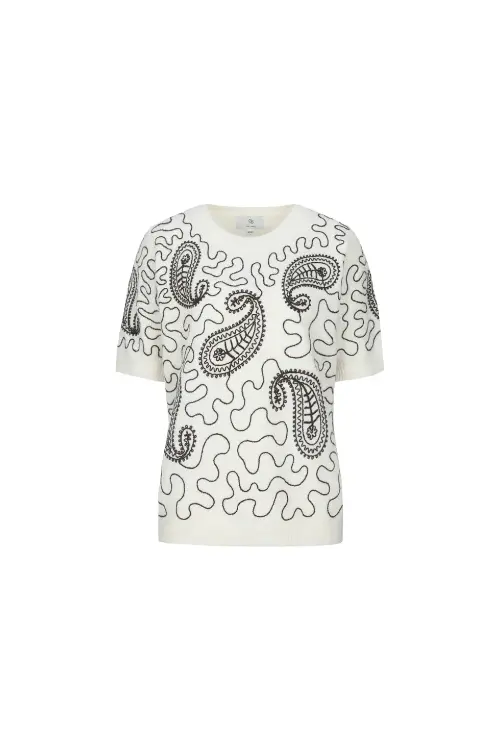 C&S The Label trui waisley bruin/wit