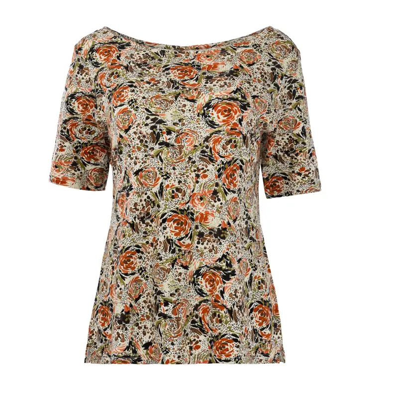 Calloni 1/2 SS Cognac Roses Tricot | Cognac