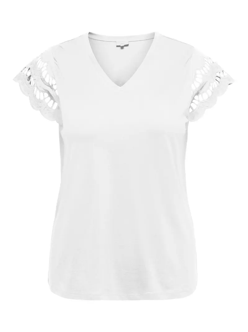 CARBELLAY S/S V-NECK LACE TOP