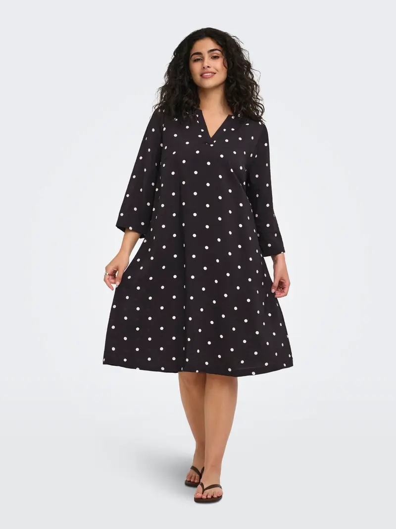 CARCARRIE DOT 3/4 BLK DRESS CUR